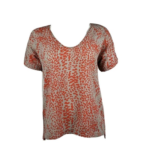 Collective Concepts Top Size S Small Gray Orange Short Sleeve Keyhole Back - Picture 1 of 6